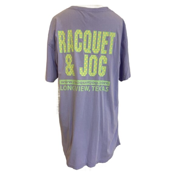 Raquet & Jog vgt Purple T-Shirt Top L Women's Double-Sided Y2K Casual Cotton - Picture 4 of 7